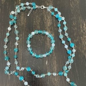 Blue necklace and bracelet set
